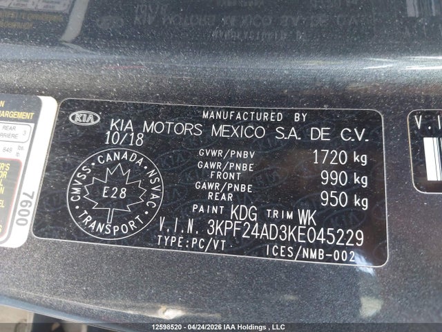 Aukcja sprzedaży 2019 Kia Forte Fe/lx/lxs, vin: 3KPF24AD3KE045229, numer aukcji: 12598520