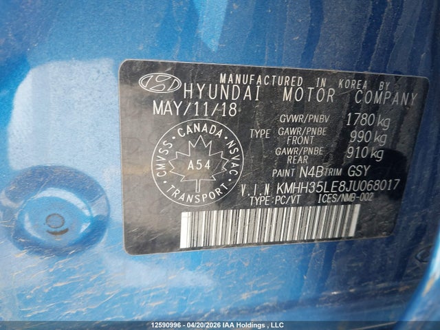 KMHH35LE8JU068017 Hyundai Elantra Gt Gl
