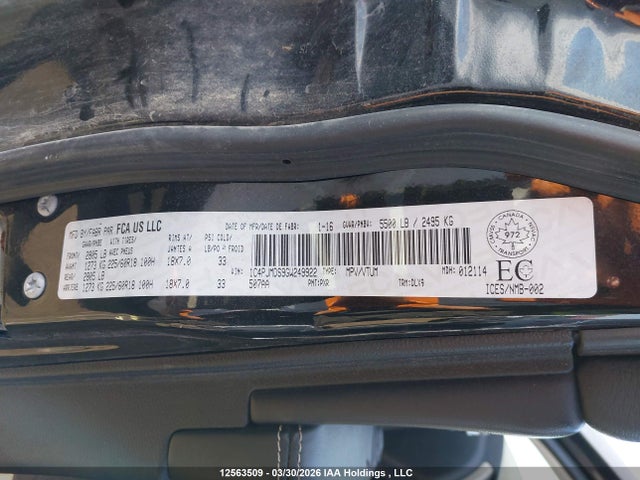 1C4PJMDS9GW249922 Jeep Cherokee Limited