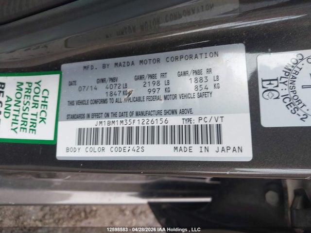 Продаж на аукціоні авто 2015 Mazda Mazda3, vin: JM1BM1M35F1226156, номер лоту: 12598583