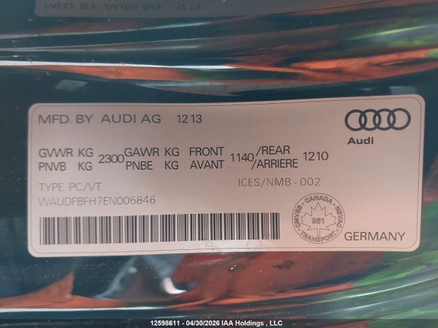 2014 Audi A5 2.0 Progressiv მანქანა იყიდება აუქციონზე, vin: WAUDFBFH7EN006846, აუქციონის ნომერი: 12598611