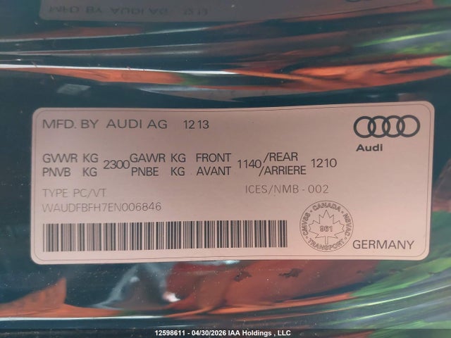 2014 Audi A5 2.0 Progressiv მანქანა იყიდება აუქციონზე, vin: WAUDFBFH7EN006846, აუქციონის ნომერი: 12598611