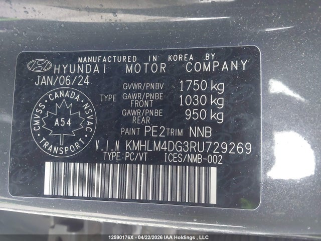 Продажа на аукционе авто 2024 Hyundai Elantra Preferred, vin: KMHLM4DG3RU729269, номер лота: 12590176