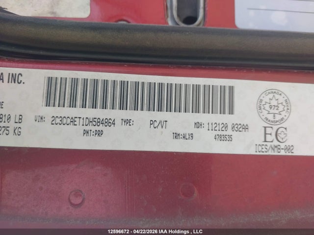 12596672 :رقم المزاد ، 2C3CCAET1DH584864 vin ، 2013 Chrysler 300c مزاد بيع