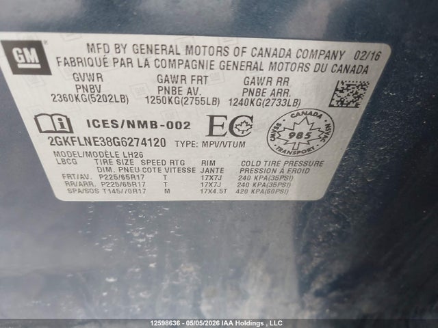 2GKFLNE38G6274120 GMC Terrain Sle-2
