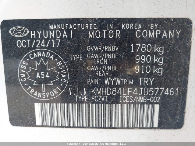 2018 Hyundai Elantra Gl მანქანა იყიდება აუქციონზე, vin: KMHD84LF4JU577461, აუქციონის ნომერი: 12598647