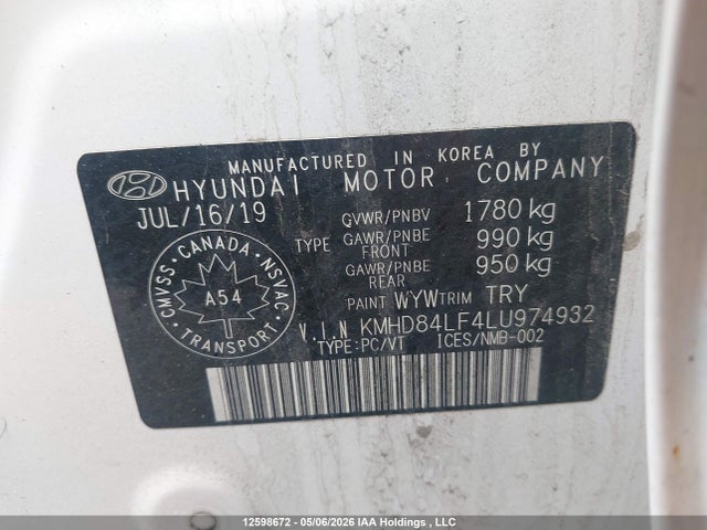 Продажа на аукционе авто 2020 Hyundai Elantra Luxury, vin: KMHD84LF4LU974932, номер лота: 12598672