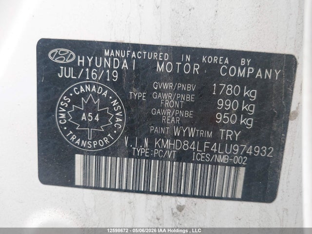 Продажа на аукционе авто 2020 Hyundai Elantra Luxury, vin: KMHD84LF4LU974932, номер лота: 12598672