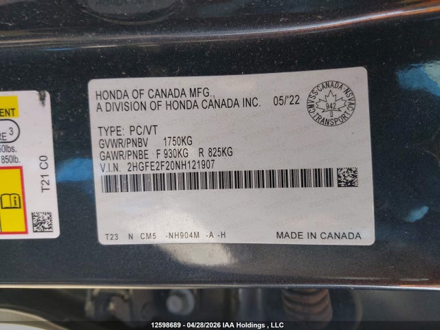 Honda Civic Lx 2022 2HGFE2F20NH121907 Image 9
