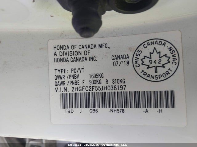 2HGFC2F55JH036197 Honda Civic Lx