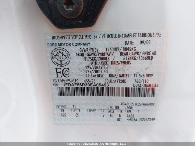 Продаж на аукціоні авто 2009 Ford F-550 Chassis Xl/xlt, vin: 1FDAF56R39EA05453, номер лоту: 12598710
