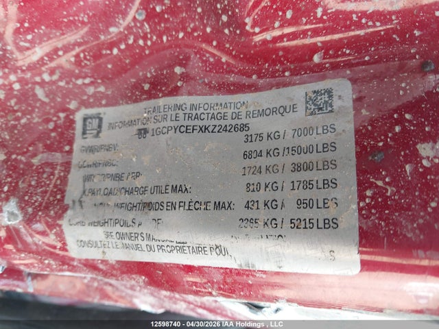 12598740 :رقم المزاد ، 1GCPYCEFXKZ242685 vin ، 2019 Chevrolet Silverado K1500 Trail Boss Custom مزاد بيع