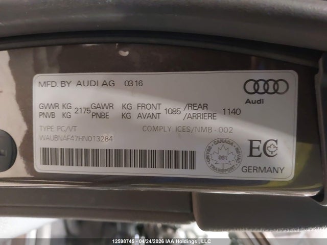 WAUBNAF47HN013284 Audi A4 2.0t Progressiv