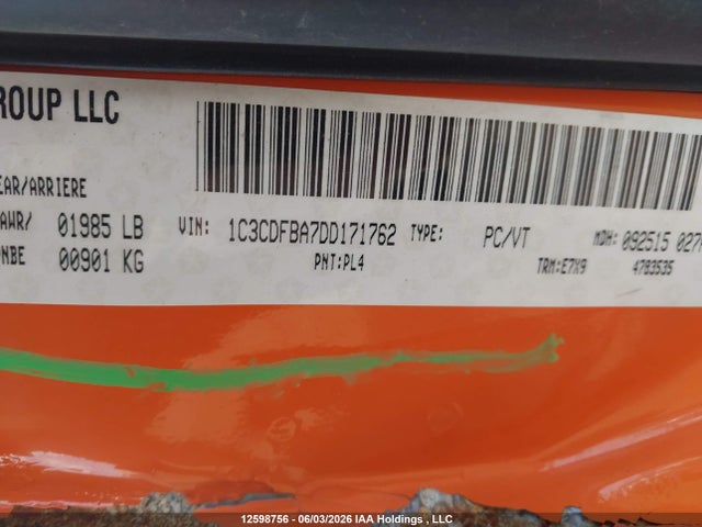 12598756 :رقم المزاد ، 1C3CDFBA7DD171762 vin ، 2013 Dodge Dart Sxt/rallye مزاد بيع