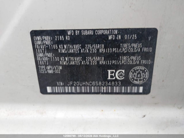 Продажа на аукционе авто 2025 Subaru Crosstrek Limited, vin: JF2GUHNC6S8234833, номер лота: 12598799