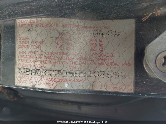 12598801 :رقم المزاد ، WBADK7309E9203694 vin ، 1983 Bmw 5 Series مزاد بيع