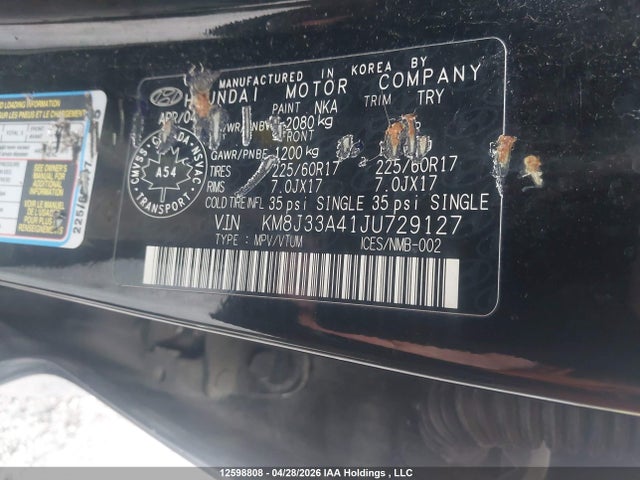 KM8J33A41JU729127 Hyundai Tucson Premium 2.0l