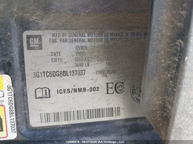 Продаж на аукціоні авто 2011 Chevrolet Aveo Lt, vin: 3G1TC6DG8BL137037, номер лоту: 12598814