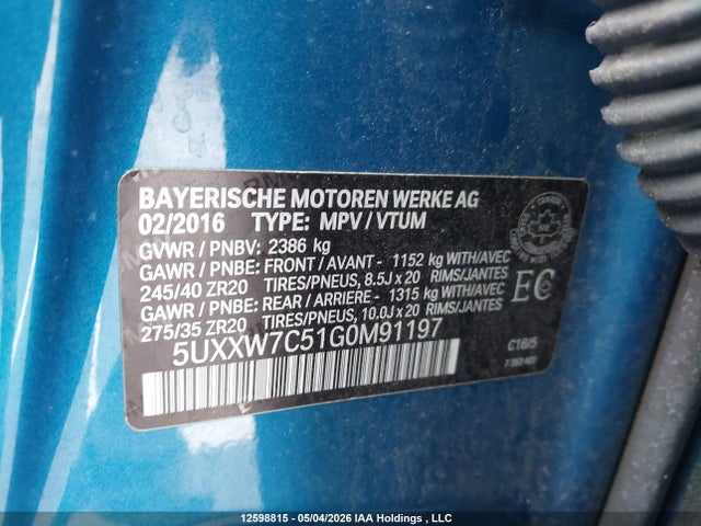 5UXXW7C51G0M91197 BMW X4 M40i