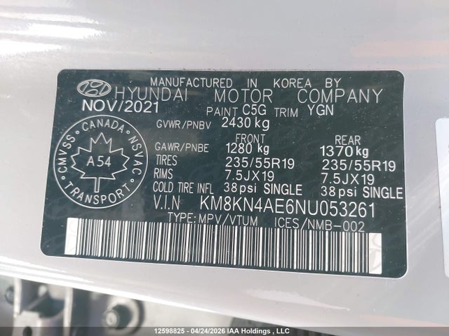 Aukcja sprzedaży 2022 Hyundai Ioniq 5, vin: KM8KN4AE6NU053261, numer aukcji: 12598825