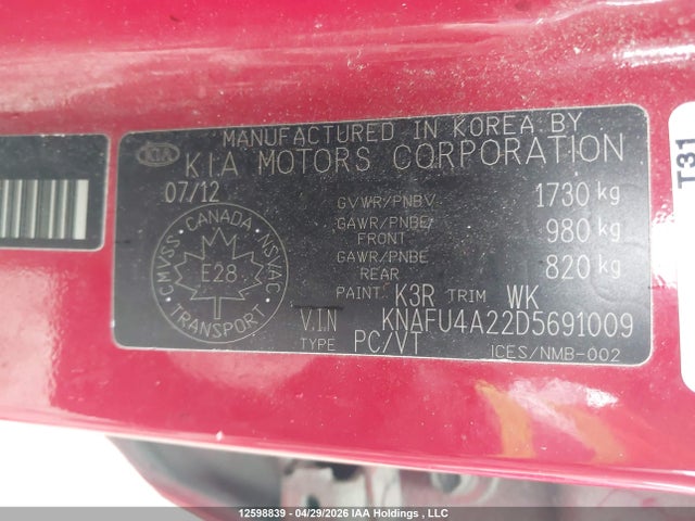2013 Kia Forte 2.0l Ex მანქანა იყიდება აუქციონზე, vin: KNAFU4A22D5691009, აუქციონის ნომერი: 12598839