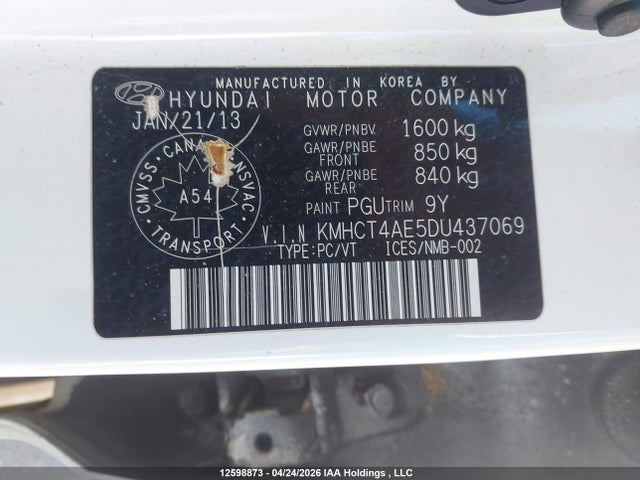 2013 Hyundai Accent Gls/gs მანქანა იყიდება აუქციონზე, vin: KMHCT4AE5DU437069, აუქციონის ნომერი: 12598873