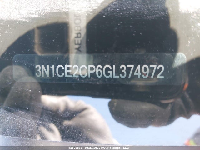 12598885 :رقم المزاد ، 3N1CE2CP6GL374972 vin ، 2016 Nissan Versa Note S/s Plus/sv/sl/sr مزاد بيع