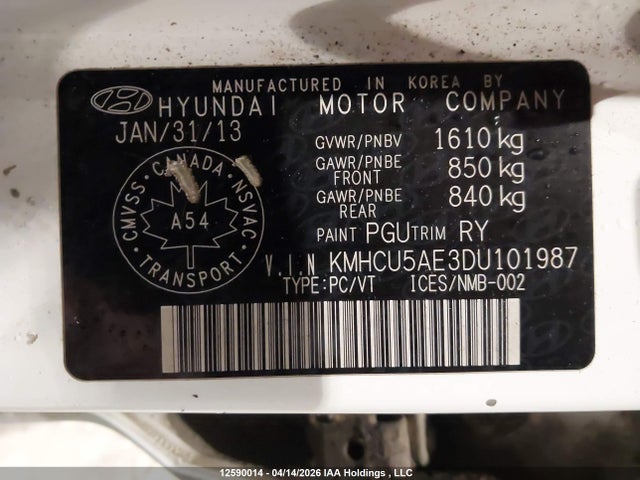 Aukcja sprzedaży 2013 Hyundai Accent Gls, vin: KMHCU5AE3DU101987, numer aukcji: 12590014