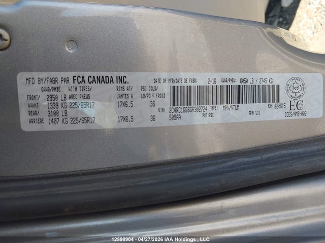 2C4RC1GG6GR302724 Chrysler Town Country Limited