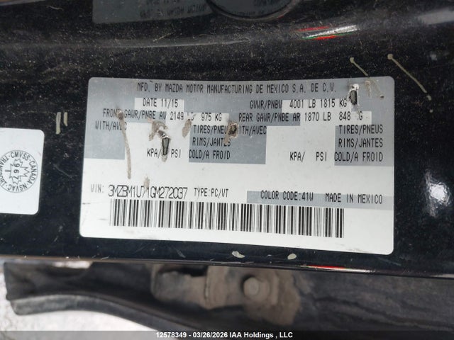 3MZBM1U71GM272037 Mazda Mazda3 G/gx