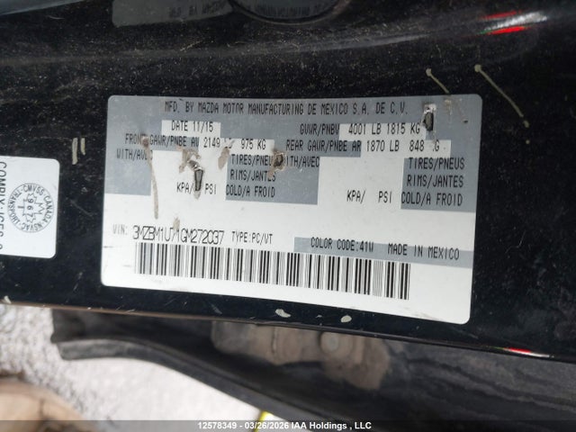 3MZBM1U71GM272037 Mazda Mazda3 G/gx