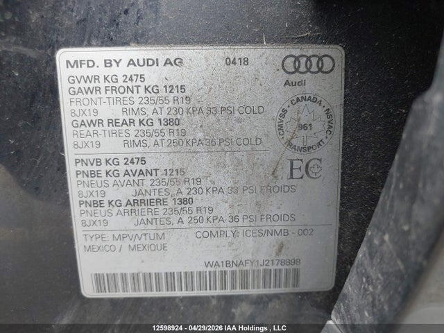 WA1BNAFY1J2178898 Audi Q5 Premium Plus