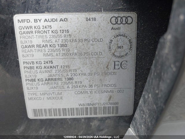 WA1BNAFY1J2178898 Audi Q5 Premium Plus