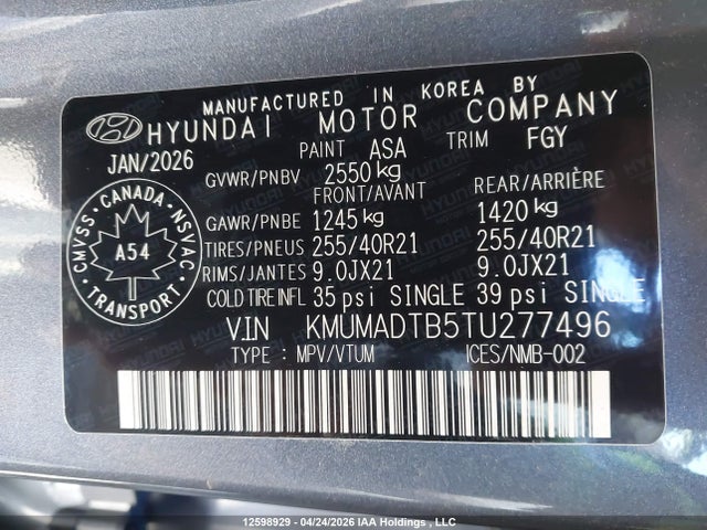 KMUMADTB5TU277496 Genesis Gv70 Advanced 2.5t Awd/advanced Tech Package 2.5t Awd/prestige 2.5t Awd
