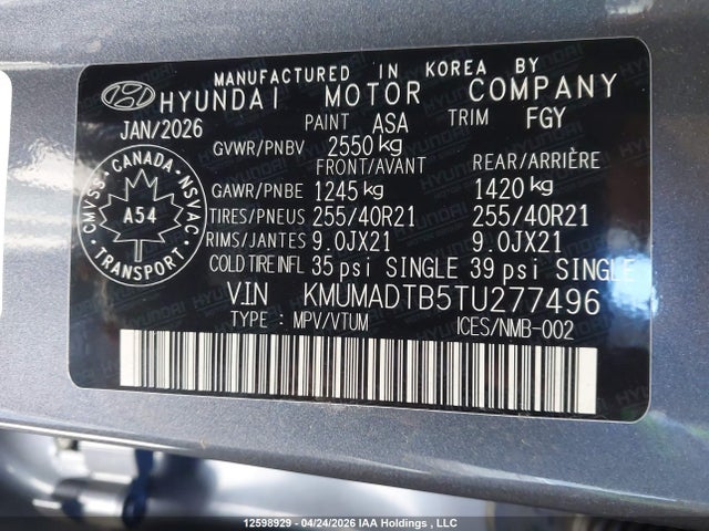 KMUMADTB5TU277496 Genesis Gv70 Advanced 2.5t Awd/advanced Tech Package 2.5t Awd/prestige 2.5t Awd