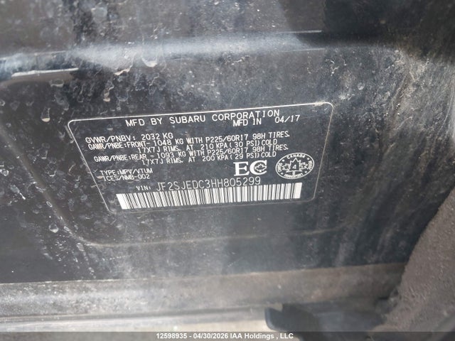Продажа на аукционе авто 2017 Subaru Forester 2.5i Premium, vin: JF2SJEDC3HH805299, номер лота: 12598935