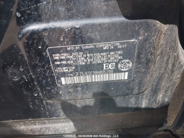 Продажа на аукционе авто 2017 Subaru Forester 2.5i Premium, vin: JF2SJEDC3HH805299, номер лота: 12598935