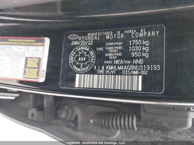 2022 Hyundai Elantra მანქანა იყიდება აუქციონზე, vin: KMHLM4AG8NU319193, აუქციონის ნომერი: 12598946
