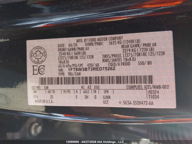 Ford F350 2024 1FT8W3BT3RED75262 Image 9