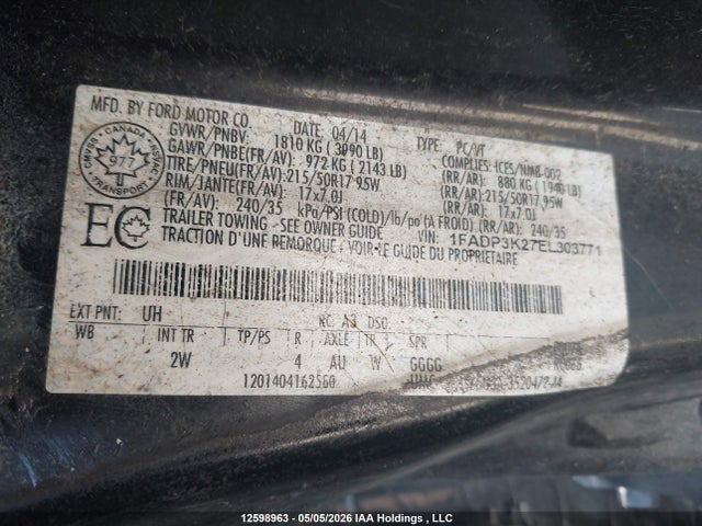 1FADP3K27EL303771 Ford FOCUS SE