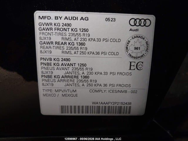 WA1AAAFY2P2152438 Audi Q5 Komfort 45