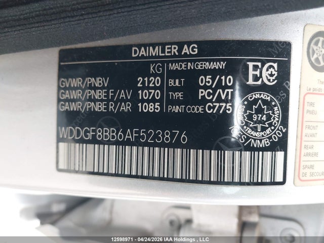 Aukcja sprzedaży 2010 Mercedes-benz C 300 4matic, vin: WDDGF8BB6AF523876, numer aukcji: 12598971