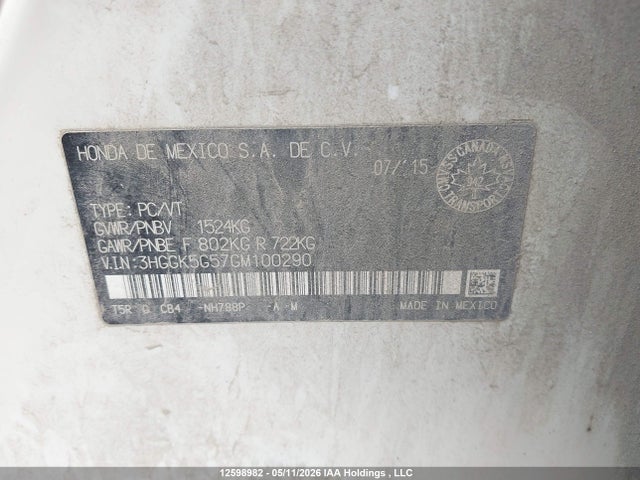 3HGGK5G57GM100290 Honda FIT LX
