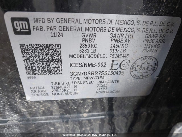 2025 Chevrolet Equinox Rs მანქანა იყიდება აუქციონზე, vin: 3GN7DSRR7SS150495, აუქციონის ნომერი: 12598993