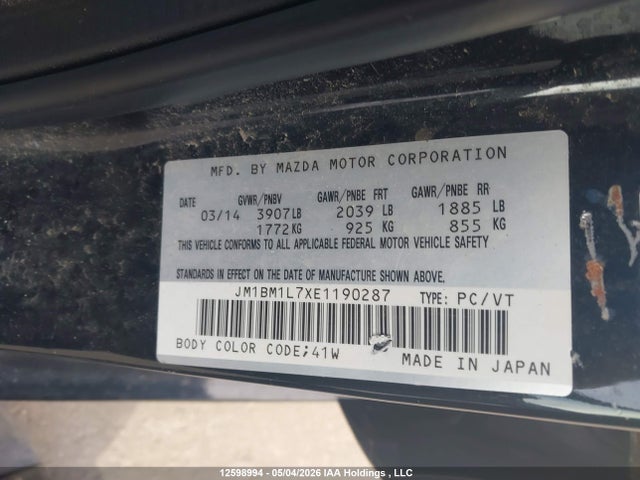 JM1BM1L7XE1190287 Mazda Mazda3 Gs-sky
