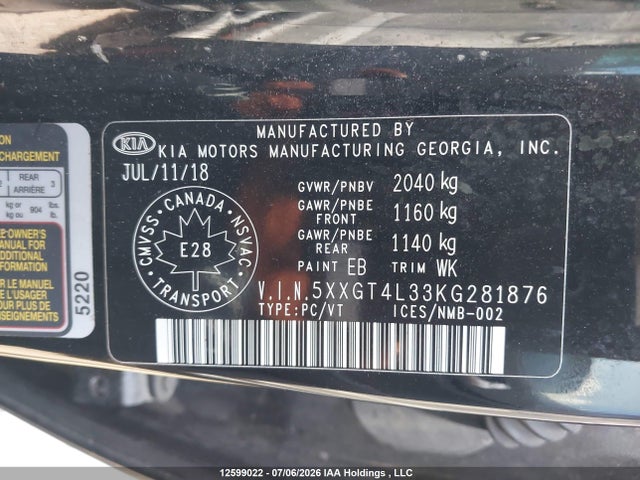 KIA Optima 2019 5XXGT4L33KG281876 Image 9