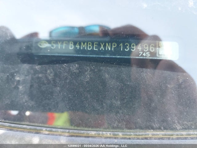 5YFB4MBEXNP139496 Toyota COROLLA SE