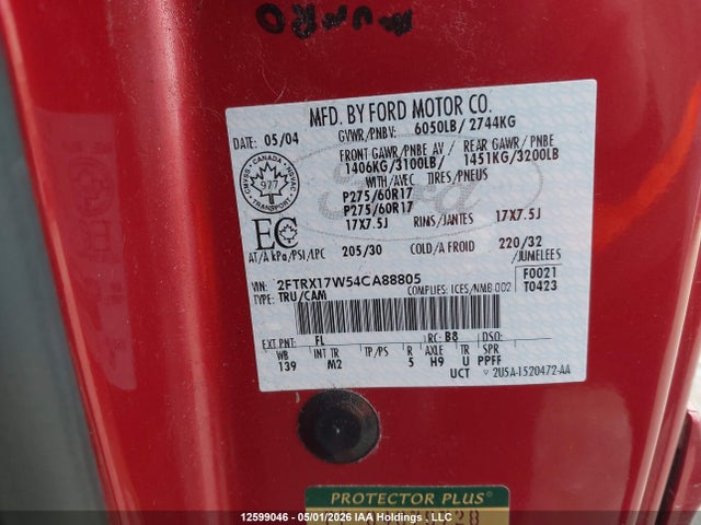 Продажа на аукционе авто 2004 Ford F-150 Heritage Xl/xlt, vin: 2FTRX17W54CA88805, номер лота: 12599046