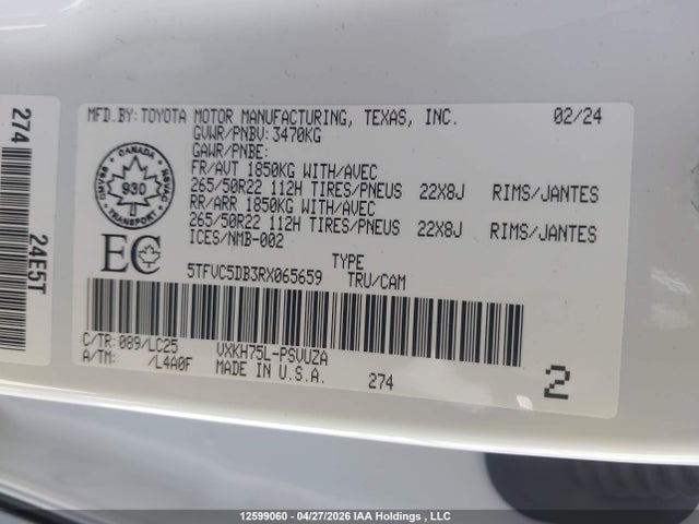 5TFVC5DB3RX065659 Toyota Tundra Hybrid Capstone 4x4
