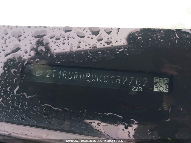 Продаж на аукціоні авто 2019 Toyota Corolla Se, vin: 2T1BURHE0KC182762, номер лоту: 12599063